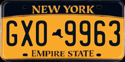 NY license plate GXO9963