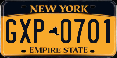 NY license plate GXP0701