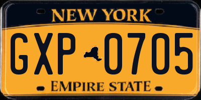 NY license plate GXP0705