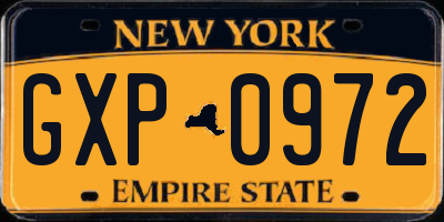 NY license plate GXP0972