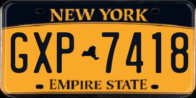 NY license plate GXP7418