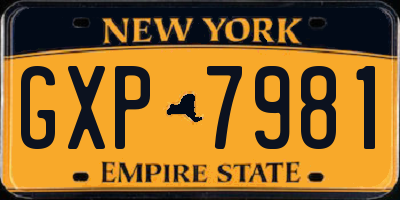 NY license plate GXP7981