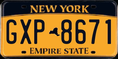 NY license plate GXP8671