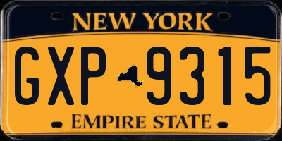 NY license plate GXP9315