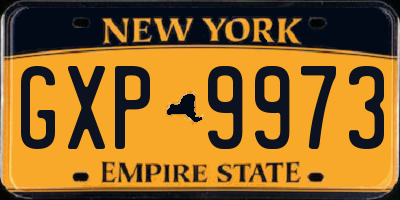 NY license plate GXP9973