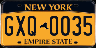 NY license plate GXQ0035
