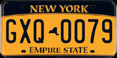 NY license plate GXQ0079