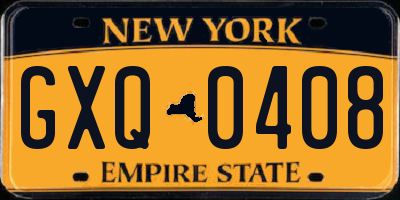 NY license plate GXQ0408