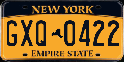 NY license plate GXQ0422