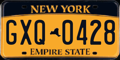 NY license plate GXQ0428