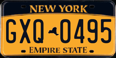 NY license plate GXQ0495