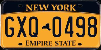 NY license plate GXQ0498