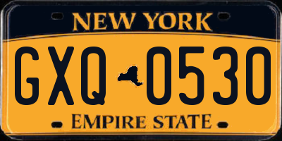 NY license plate GXQ0530