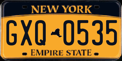 NY license plate GXQ0535