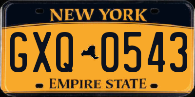 NY license plate GXQ0543