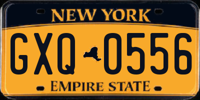 NY license plate GXQ0556