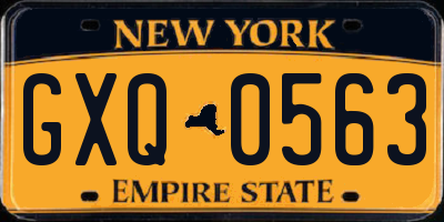 NY license plate GXQ0563