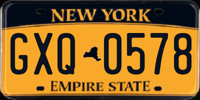 NY license plate GXQ0578