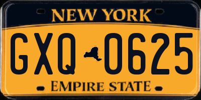 NY license plate GXQ0625
