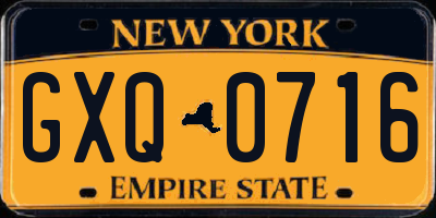 NY license plate GXQ0716