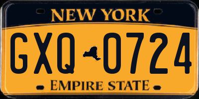 NY license plate GXQ0724