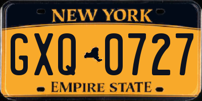 NY license plate GXQ0727