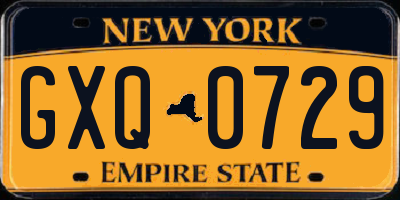 NY license plate GXQ0729