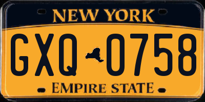 NY license plate GXQ0758