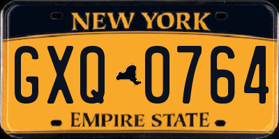 NY license plate GXQ0764