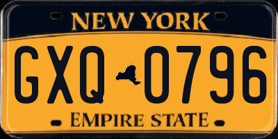 NY license plate GXQ0796