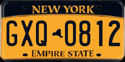 NY license plate GXQ0812