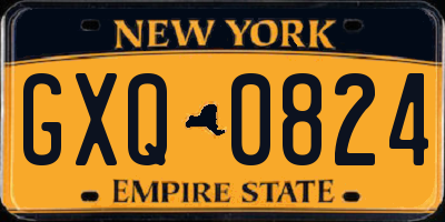 NY license plate GXQ0824