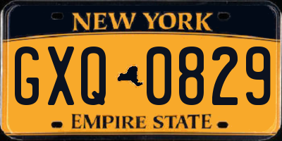 NY license plate GXQ0829