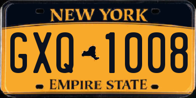 NY license plate GXQ1008