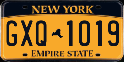 NY license plate GXQ1019