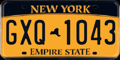 NY license plate GXQ1043