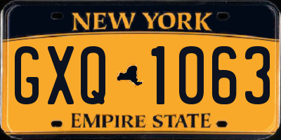 NY license plate GXQ1063