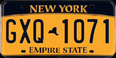 NY license plate GXQ1071