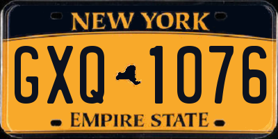 NY license plate GXQ1076