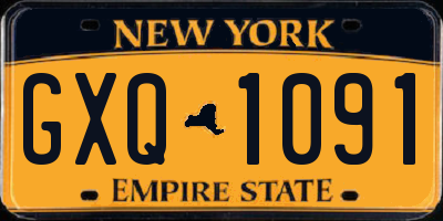 NY license plate GXQ1091