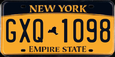 NY license plate GXQ1098