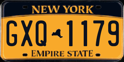 NY license plate GXQ1179