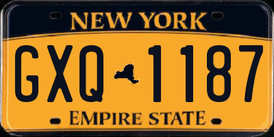 NY license plate GXQ1187