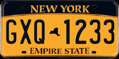 NY license plate GXQ1233