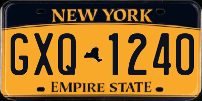 NY license plate GXQ1240