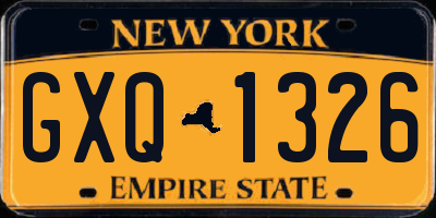 NY license plate GXQ1326