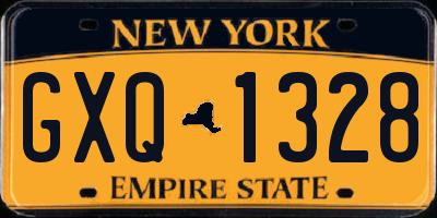 NY license plate GXQ1328