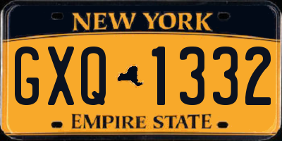 NY license plate GXQ1332