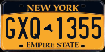 NY license plate GXQ1355