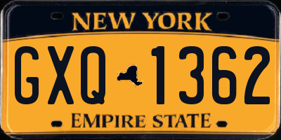 NY license plate GXQ1362